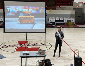 Miss Kansas presents to Lebo High Students