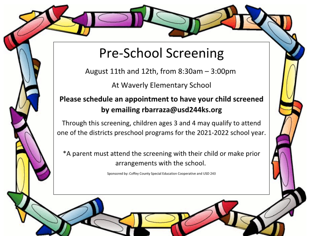 Preschool Screening Waverly Schools USD243